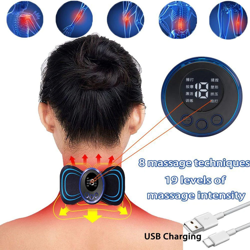 Mini Massageador EMS Estimulador Elétrico De Pescoço Portátil Para Alívio Da Dor Muscular Cervical