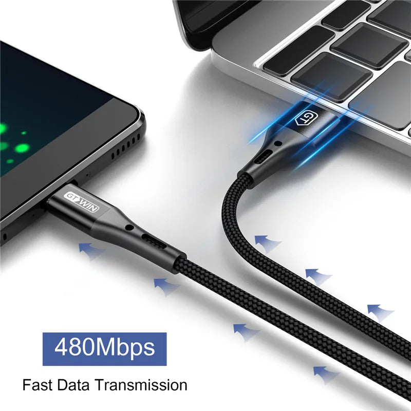 Cabo de carregamento rápido micro usb 3A-  Android, cabos de carregador de celular, fio 0.5m 1m 2m 3m