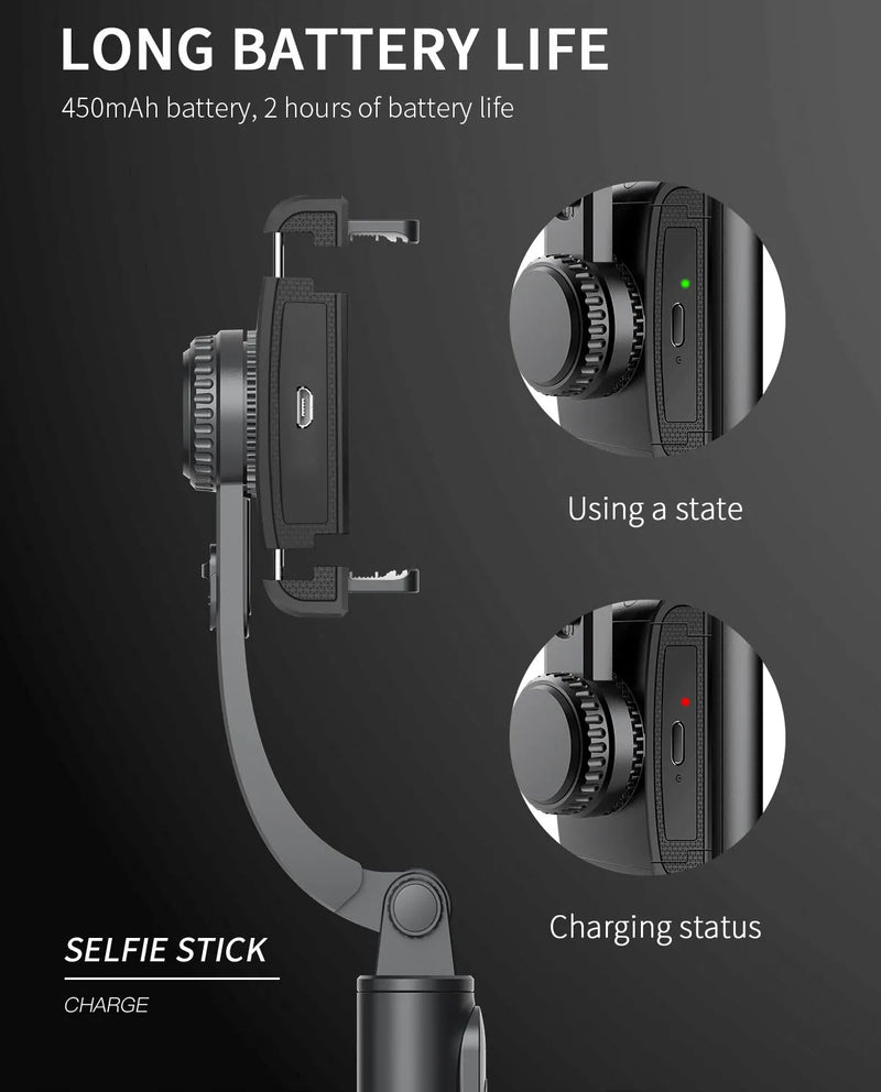 Estabilizador Portátil com Tripé, Selfie Stick, Gimbal Dobrável para Smartphone, Xiaomi, iPhone, Bluetooth