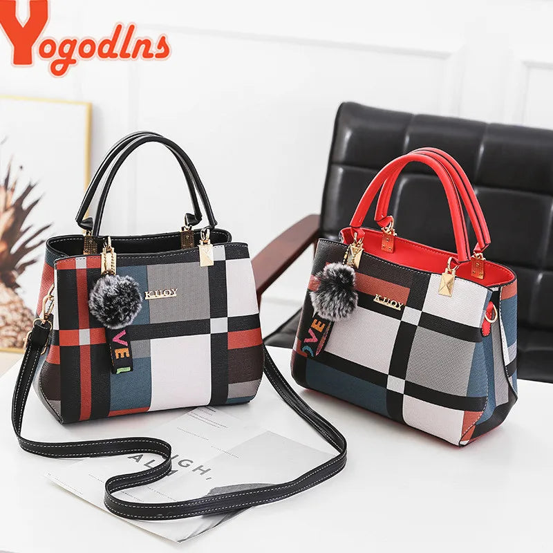 Bolsa de luxo feminina costura selvagem mensageiro sacos designer marca xadrez bolsa ombro feminina- Yogodlns