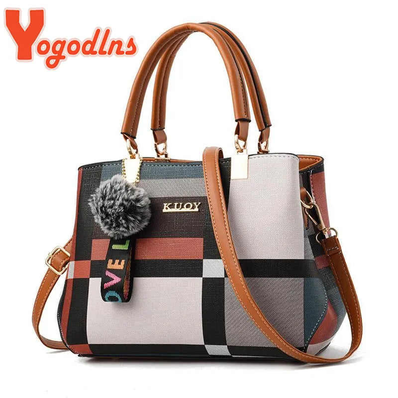 Bolsa de luxo feminina costura selvagem mensageiro sacos designer marca xadrez bolsa ombro feminina- Yogodlns