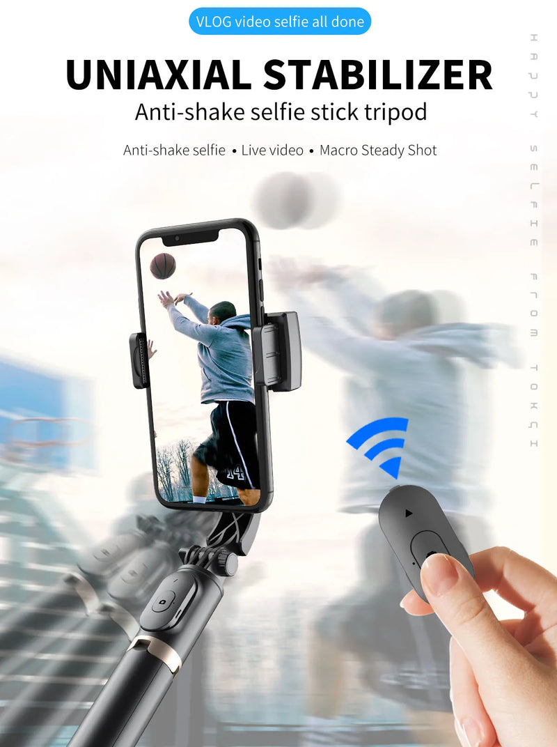 Estabilizador Portátil com Tripé, Selfie Stick, Gimbal Dobrável para Smartphone, Xiaomi, iPhone, Bluetooth