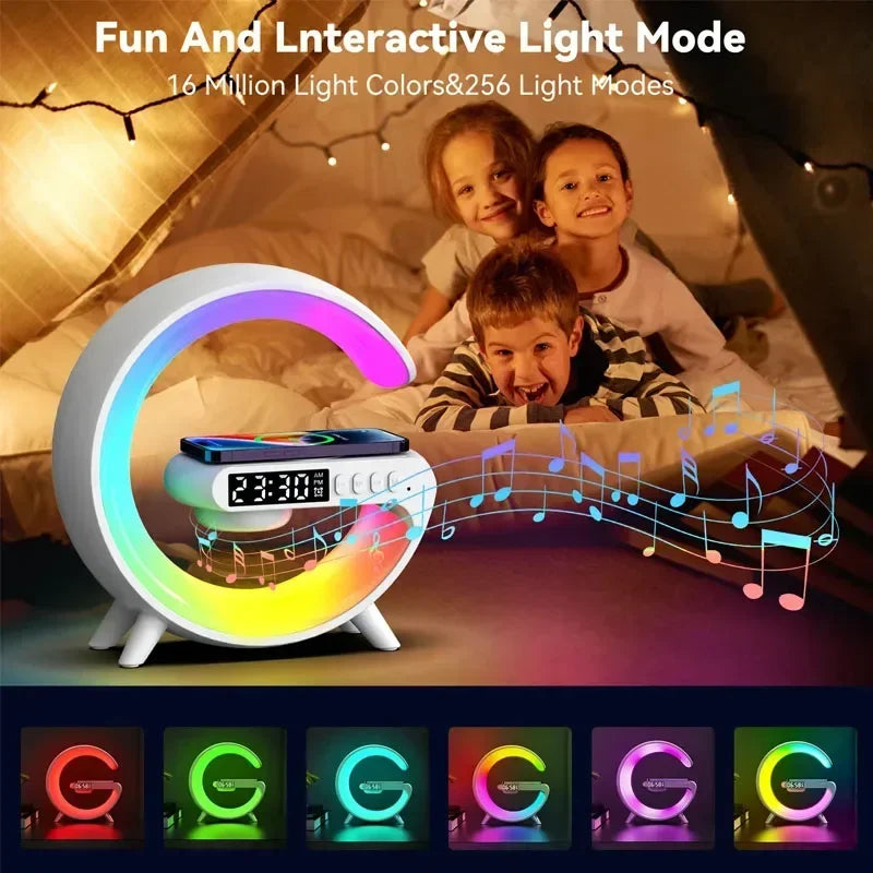 Multifunction Wireless Charger Pad, 15W Estação de Carregamento Rápido, Alto-falante, TF, RGB, Night Light, iPhone, Samsung, Xiaomi, Huawei