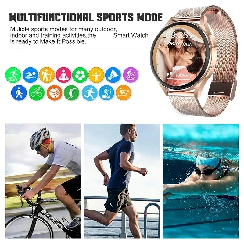 Smartwatch Full Touch para homens e mulheres, Chamada Bluetooth, Fitness, Impermeável, Gravação, Rastreador GPS, Android, iOS Phone