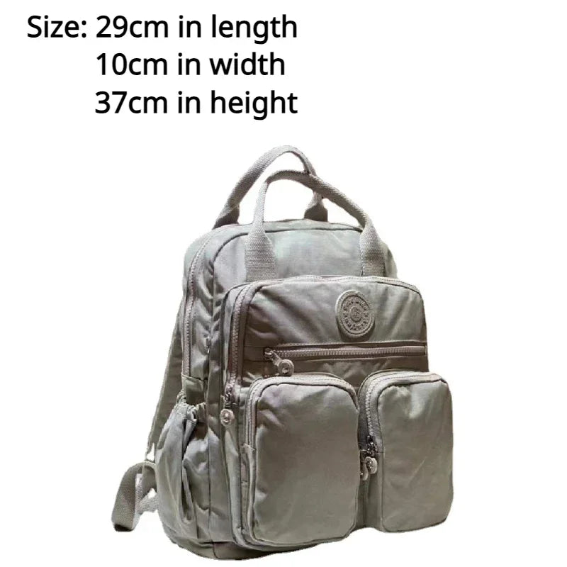 Mochila impermeável nylon alça macia sólida multi-bolso zíper