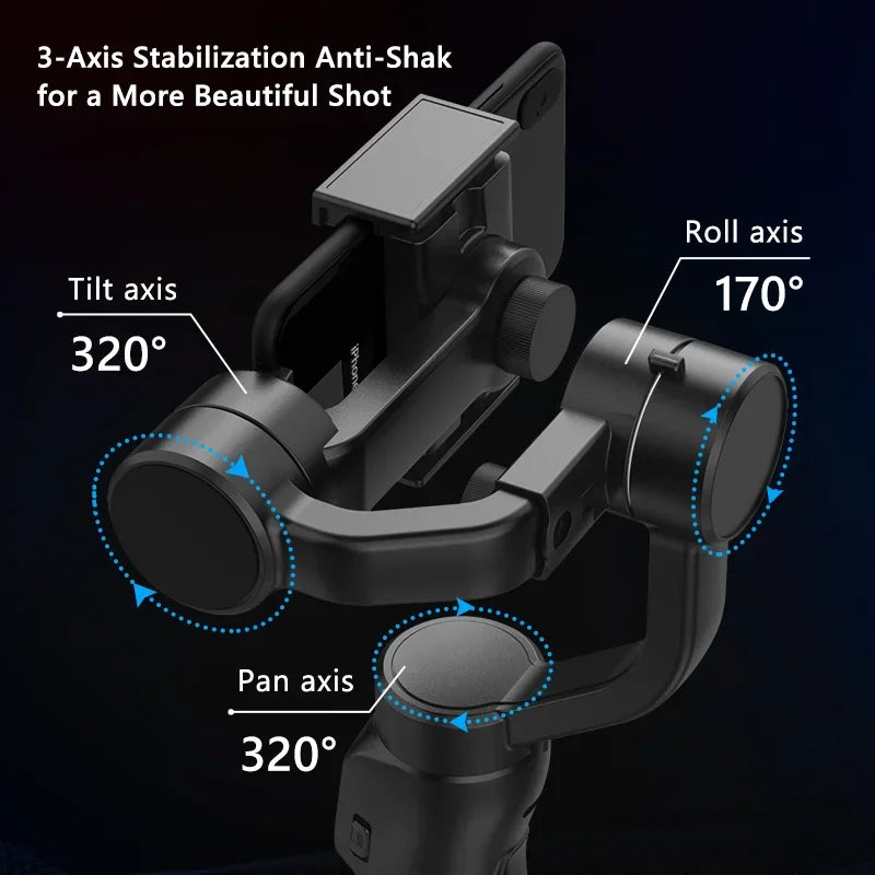 Estabilizador Gimbal para Smartphone, Móvel de Eixo Único